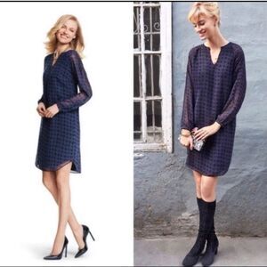 Cabi 3102 Harlequin Purple Black Shift Shirt Dress